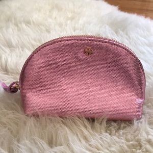 Tory Burch Pink Metallic Mini Cosmetic Case